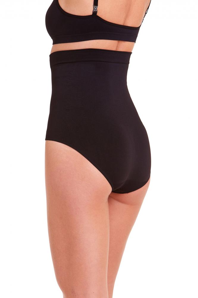 Black high-waisted shapewear on a white background